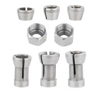 Trim Router Chucks Conversion Kits 8 Pieces Multiple Size Collets 6mm 8mm Secure Grip 44g Secure Grip Design Multi Size Collet Adapter for Woodworking