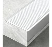 Trim Step Nose Edging，Aluminium Stair Nosing Edge ，Clear-Cut Borders，Metal Step Edging Trim Strips for Wood Stairs,(Silver,90cm L 70mm*30mm)