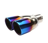 Trim Tail End Pipe Car Exhaust Tip Inlet 63mm Pipe Tail Throat 76 Oblique Dual Outlet Nozzle Muffler(63-76mm blue-1)