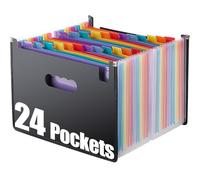 TriMagic Accordian File Folder Organizer, Alphabetical Expanding Filing Folders, A-Z Expandable Accordion Storage Box with 24 Pockets for Paperwork Paper Keeper Invoice Receipt Bill Document