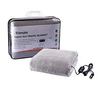 trimate Electric Car Heating Blanket Plush 3 Heat Settings, Auto Shutoff, Washable, 55 X 40, Plugs into Cars 12v and Trucks 24v Outlet, Great for Cold Weather, Tailgating, Emergency Kits, Gray