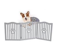 Trimate, Pet Gate, Wooden Free Standing Dog Gate for Small Dogs and Cats. Great Folding Fence for Doorways, Halls, Stairs. Grey