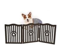 Trimate, Pet Gate, Wooden Free Standing Dog Gate for Small Dogs and Cats. Great Folding Fence for Doorways, Halls, Stairs. Espresso