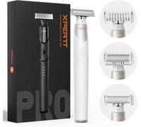 Trimcoo Electric Groin & Body Hair Trimmer - Painless Beard Razor for Men, All-in-One Body Groomer, Waterproof Wet/Dry Men's Ball Shaver with Magnetic Head, USB-C Charging, Easy Claen, White(Lite)