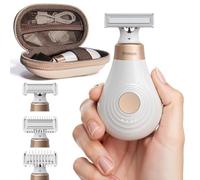 Trimcoo Mini Bikini Trimmer for Women | Painless Electric Razors with Magnetic Replaceable Blade Head | Cordless Body Shaver, USB C-Port Rechargeable & Travel Lock, Waterproof Wet/Dry Groomer, White