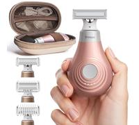 Trimcoo Mini Bikini Trimmer for Women | Painless Electric Razors with Magnetic Replaceable Blade Head | Cordless Body Shaver, USB C-Port Rechargeable & Travel Lock, Waterproof Wet/Dry Groomer, Gold