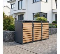 Trimetals Triple 240L Wheelie Bin Store Anthracite And Light Wood