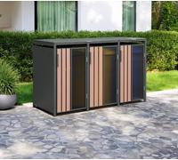 Trimetals Triple 240L Wheelie Bin Store Windowed Wood Effect Rhs Endorsed