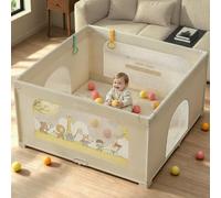 Trimigo Foldable Baby Playpen with Mat - 50"×50" Portable Play Yard for Babies and Toddlers - Indoor & Outdoor Play Pen with Breathable Mesh, Storage Bag- Easy Fold & Travel