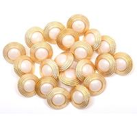 Trimit Buttons - 20Pc Brass coloured Outer with Plastic Pearl Centre - Size Lin 28, White, 20-Piece