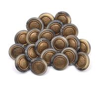 Trimit Buttons-20pc Dark grey with antique brass centre-size Lin 24, Synthetic Material, 13 x 12 x 1 cm