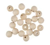 Trimits 25mm Round Wooden Beads 5mm Centre Hole - 50 Pieces