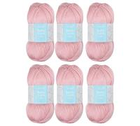 Trimits 4-Ply Acrylic Yarn for Knitting and Crochet - 6 x 100g (400 metres) - Fine Soft Touch Easy Care Anti-Pilling Machine Washable Yarn, Oeko-TEX Certified Fibre, Baby Pink