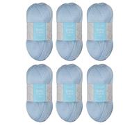 Trimits 4-Ply Acrylic Yarn for Knitting and Crochet - 6 x 100g (400 metres) - Fine Soft Touch Easy Care Anti-Pilling Machine Washable Yarn, Oeko-TEX Certified Fibre, Baby Blue