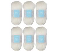 Trimits 4-Ply Acrylic Yarn Wool for Knitting and Crochet - 6 x 100g (400 metres) - Fine Soft Touch Easy Care Anti-Pilling Machine Washable Yarn, Oeko-TEX Certified Fibre, Cream