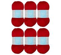 Trimits 4-Ply Acrylic Yarn Wool for Knitting and Crochet - 6 x 100g (400 metres) - Fine Soft Touch Easy Care Anti-Pilling Machine Washable Yarn, Oeko-TEX Certified Fibre, Red
