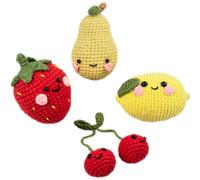Trimits Amigurumi Crochet Fruits Kit (Assorted Sizes) - with Yarn, Crochet Hook, Stitch Markers, Needle, Eyes, Filling and Instructions - Create This Fun Set.