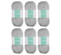 Trimits Aran Acrylic Yarn Wool for Knitting and Crochet - 6 x 100g (165 metres) - Soft Touch Easy Care Machine Washable Yarn, Oeko-TEX Certified Fibre, Grey