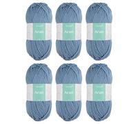 Trimits Aran Acrylic Yarn Wool for Knitting and Crochet - 6 x 100g (165 metres) - Soft Touch Easy Care Machine Washable Yarn, Oeko-TEX Certified Fibre, Denim Blue
