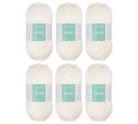 Trimits Aran Acrylic Yarn Wool for Knitting and Crochet - 6 x 100g (165 metres) - Soft Touch Easy Care Machine Washable Yarn, Oeko-TEX Certified Fibre, Cream