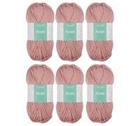 Trimits Aran Acrylic Yarn Wool for Knitting and Crochet - 6 x 100g (165 metres) - Soft Touch Easy Care Machine Washable Yarn, Oeko-TEX Certified Fibre, Dusty Rose