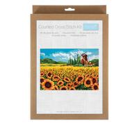 Trimits Autumn Fields Counted Cross Stitch Kit with Aida Fabric & Threads | Includes 14 count white Aida, pre-sorted threads, needle, colour chart and illustrated instructions.
