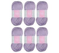 Trimits Baby Aran Acrylic Yarn Wool for Knitting and Crochet - 6 x 100g (165 metres) - Soft Touch Easy Care Anti-Pilling Machine Washable Yarn, Oeko-TEX Certified Fibre, Lilac