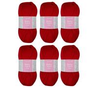 Trimits Baby Aran Acrylic Yarn Wool for Knitting and Crochet - 6 x 100g (165 metres) - Soft Touch Easy Care Anti-Pilling Machine Washable Yarn, Oeko-TEX Certified Fibre, Red