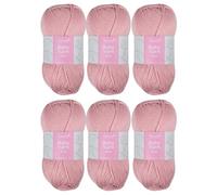 Trimits Baby Aran Acrylic Yarn Wool for Knitting and Crochet - 6 x 100g (165 metres) - Soft Touch Easy Care Anti-Pilling Machine Washable Yarn, Oeko-TEX Certified Fibre, Baby Pink