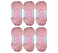 Trimits Baby Aran Yarn Pink Acrylic Knitting & Crochet Wool 6 X 100G Soft Anti Pilling Machine Washable Oeko-Tex