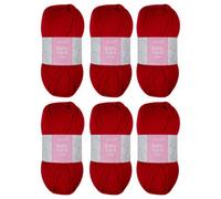 Trimits Baby Aran Yarn Red Acrylic Knitting & Crochet Wool 6 X 100G Soft Anti Pilling Machine Washable Oeko-Tex