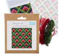 Trimits Bargello Stitch Kit - Geo Design on Pre-Printed Printed Canvas (20.3 x 20.3cm) with Yarn, Needle, Colour-Coded Chart and Instructions - A Decorative Design Creating a Vibrant piece.