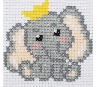 Trimits Children Learn to Cross Stitch Kits Counted Cross Stitch, Canvas Needle Thread Instructions Included, 15 x 15cm (6 x 6in), Elephant