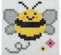 Trimits Children Learn to Cross Stitch Kits Counted Cross Stitch, Canvas Needle Thread Instructions Included, 15 x 15cm (6 x 6in), Bee
