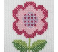 Trimits Children Learn to Cross Stitch Kits Counted Cross Stitch, Canvas Needle Thread Instructions Included, 15 x 15cm (6 x 6in), Flower
