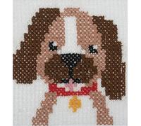 Trimits Children Learn to Cross Stitch Kits Counted Cross Stitch, Canvas Needle Thread Instructions Included, 15 x 15cm (6 x 6in), Dog