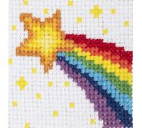 Trimits Children Learn to Cross Stitch Kits Counted Cross Stitch, Canvas Needle Thread Instructions Included, 15 x 15cm (6 x 6in), Rainbow
