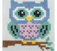 Trimits Children Learn to Cross Stitch Kits Counted Cross Stitch, Canvas Needle Thread Instructions Included, 15 x 15cm (6 x 6in), Owl