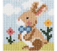 Trimits Children Learn to Cross Stitch Kits Counted Cross Stitch, Canvas Needle Thread Instructions Included, 15 x 15cm (6 x 6in), Bunny
