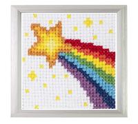 Trimits Children Learn to Cross Stitch Kits Counted Cross Stitch, Canvas Needle Thread Instructions Included, 15 x 15cm (6 x 6in), Rainbow