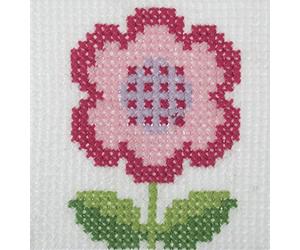 Trimits Children Learn to Cross Stitch Kits Counted Cross Stitch, Canvas Needle Thread Instructions Included, 15 x 15cm (6 x 6in), Flower