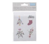 Trimits Christmas Embroidery Designs - 4 Designs, Transfer Sheets with Washable Water-Soluble Pre-Printed Patterns for Stockings, Napkins, Jumpers. Instructions, Thread, Needles Included