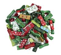 Trimits Christmas Ribbon Bundle Craft Trimmings Printed Plain Ribbon Bundle, 100 Pieces, 3m, 6mm - 38mm