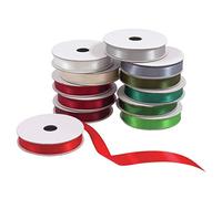 Trimits Christmas Satin Ribbon Bundle, 100% Polyester, Festive Colours, 2m x 10mm, TTRB002, 12 reels