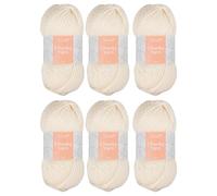 Trimits Chunky Acrylic Yarn for Knitting and Crochet - 6 x 100g (100 metres) - Soft Touch Easy Care Machine Washable Yarn, Oeko-TEX Certified Fibre, Ivory
