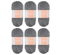 Trimits Chunky Acrylic Yarn Wool for Knitting and Crochet - 6 x 100g (100 metres) - Soft Touch Easy Care Machine Washable Yarn, Oeko-TEX Certified Fibre, Grey