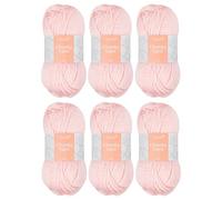 Trimits Chunky Acrylic Yarn Wool for Knitting and Crochet - 6 x 100g (100 metres) - Soft Touch Easy Care Machine Washable Yarn, Oeko-TEX Certified Fibre, Pink