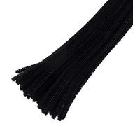 Trimits Craft Synthetic Chenille Stem Pipe Cleaners, 30cm x 6mm, Black