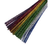Trimits Craft Synthetic Chenille Stem Pipe Cleaners, 30cm x 6mm, Glitter, Assorted