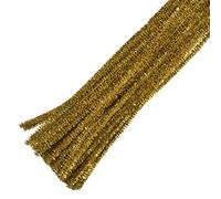 Trimits Craft Synthetic Chenille Stem Pipe Cleaners, 30cm x 6mm, Glitter, Gold
